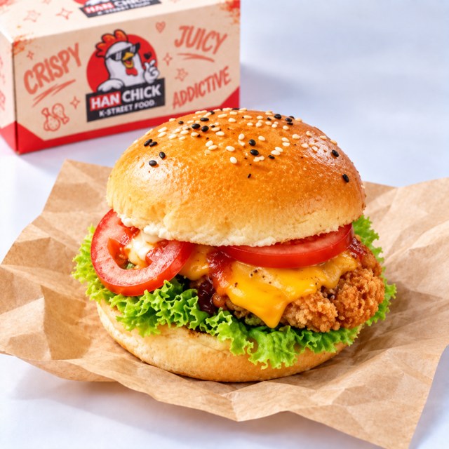 Burger gà giòn phô mai Cheesy
